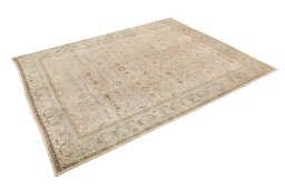Corner detail of 1920s Tabriz rug showing border pattern and Wool pile