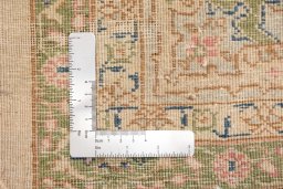 Full view of 1920s Tabriz rug from Iran / Persia, 433 × 334 cm in Cream tones