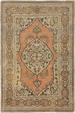 Full view of 1900s Tabriz rug from Iran / Persia, 170 × 113 cm in Terracotta tones