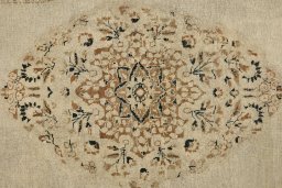 Close-up detail of 1900s Tabriz rug from Iran / Persia showing Wool weave