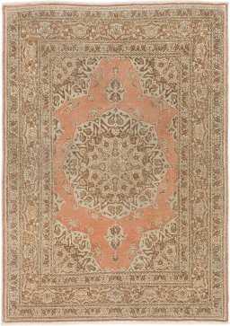 Full view of 1900s Tabriz rug from Iran / Persia, 178 × 127 cm in Terracotta tones