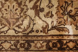 Close-up detail of 1950s Tabriz rug from Iran / Persia showing Wool weave