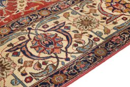 Close-up detail of 1920s Tabriz rug from Iran / Persia showing Wool weave