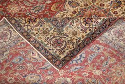 Full view of 1920s Tabriz rug from Iran / Persia, 384 × 284 cm in Red tones