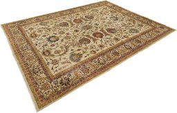 Corner detail of 1920s Tabriz rug showing border pattern and Wool pile