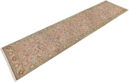 Corner detail of 1950s Tabriz rug showing border pattern and Wool pile