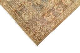 Surface texture of 1950s Tabriz rug with natural Wool and intricate pattern