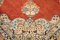 Close-up detail of 1930s Tabriz rug from Iran / Persia showing Wool weave