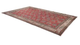 Close-up detail of 1950s Tabriz rug from Iran / Persia showing Wool weave