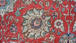 Central medallion detail of 1950s Tabriz rug from Iran / Persia
