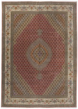 Full view of 1990s Tabriz rug from Iran / Persia, 346 × 245 cm in Red tones