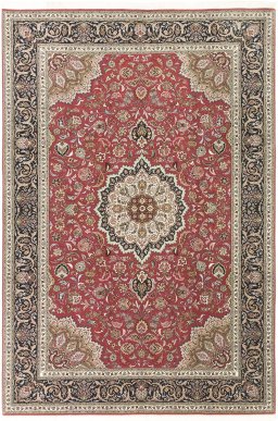 Full view of 1990s Tabriz rug from Iran / Persia, 295 × 202 cm in Dark red tones