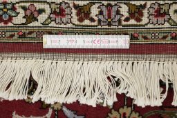 Full view of 1990s Tabriz rug from Iran / Persia, 295 × 202 cm in Dark red tones