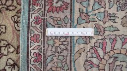 Full view of 1940s Tabriz rug from Iran / Persia, 340 × 255 cm in Green tones