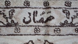 Corner detail of 1920s Tabriz rug showing border pattern and Wool pile
