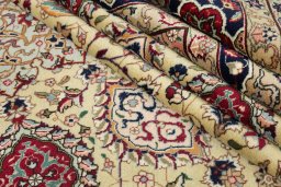 Close-up detail of 1960s Tabriz rug from Iran / Persia showing Wool weave