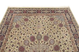 Surface texture of 1960s Tabriz rug with natural Wool and intricate pattern