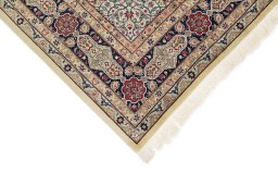 Backside of handmade 1960s Tabriz rug showing knot structure and weave density