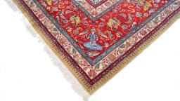 Backside of handmade 1950s Tabriz rug showing knot structure and weave density