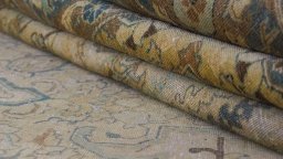 Close-up detail of 1950s Tabriz rug from Iran / Persia showing Wool weave