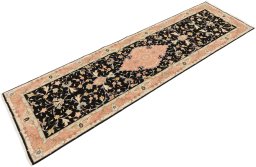 Corner detail of New Tabriz rug showing border pattern and Wool pile