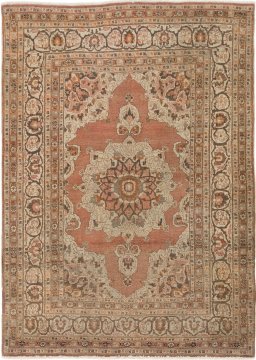 Full view of 1900s Tabriz rug from Iran / Persia, 175 × 124 cm in Terracotta tones