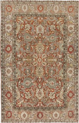 Full view of 1940s Tabriz rug from Iran / Persia, 203 × 132 cm in Terracotta tones