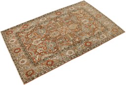 Close-up detail of 1940s Tabriz rug from Iran / Persia showing Wool weave