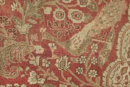 Close-up detail of 1900s Tabriz rug from Iran / Persia showing Wool weave