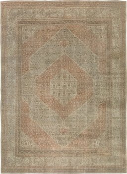 Full view of 1900s Tabriz rug from Iran / Persia, 463 × 332 cm in Gray tones