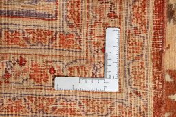 Corner detail of 1880s Tabriz rug showing border pattern and Wool pile