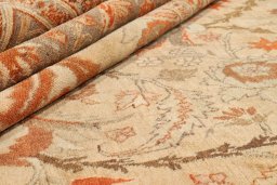 Close-up detail of 1880s Tabriz rug from Iran / Persia showing Wool weave