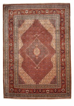 Full view of 2000s Tabriz rug from Iran / Persia, 371 × 267 cm in Multi Color tones