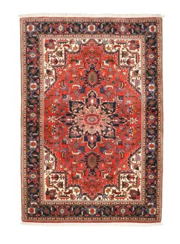 Full view of New Tabriz rug from Iran / Persia, 152 × 105 cm in Red tones
