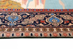 Backside of handmade 1930s Tabriz rug showing knot structure and weave density