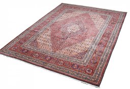 Close-up detail of 1970s Tabriz rug from Iran / Persia showing Wool weave