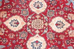 Close-up detail of 1930s Tabriz rug from Iran / Persia showing Wool weave
