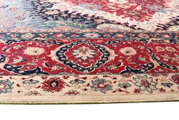 Close-up detail of 1930s Tabriz rug from Iran / Persia showing Wool weave