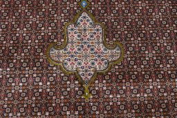 Close-up detail of 2000s Tabriz rug from Iran / Persia showing Cork weave