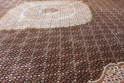 Close-up detail of 2000s Tabriz rug from Iran / Persia showing Cork weave