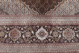 Close-up detail of 2000s Tabriz rug from Iran / Persia showing Cork weave