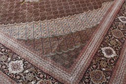 Full view of 2000s Tabriz rug from Iran / Persia, 487 × 350 cm in Gray tones