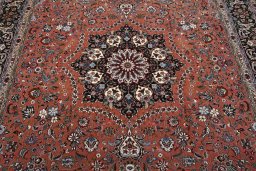 Corner detail of New Tabriz rug showing border pattern and Cork pile