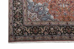 Full view of New Tabriz rug from Iran / Persia, 350 × 250 cm in Red tones