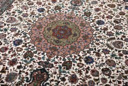Close-up detail of New Tabriz rug from Iran / Persia showing Cork weave