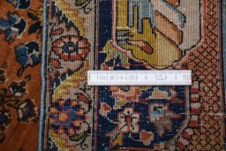 Close-up detail of 1930s Tabriz rug from Iran / Persia showing Wool weave