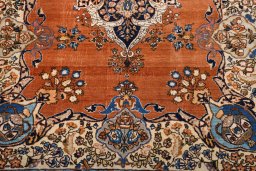 Surface texture of 1930s Tabriz rug with natural Wool and intricate pattern