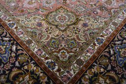 Full view of New Tabriz rug from Iran / Persia, 348 × 253 cm in Red tones