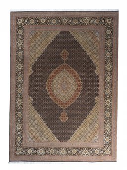 Full view of 2000s Tabriz rug from Iran / Persia, 354 × 255 cm in Gray tones