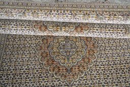 Close-up detail of Unknown Tabriz rug from Iran / Persia showing Wool weave
